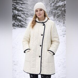 White Bear of St Paul Vintage Ivory Quilted Puffer Coat Small Made USA Union